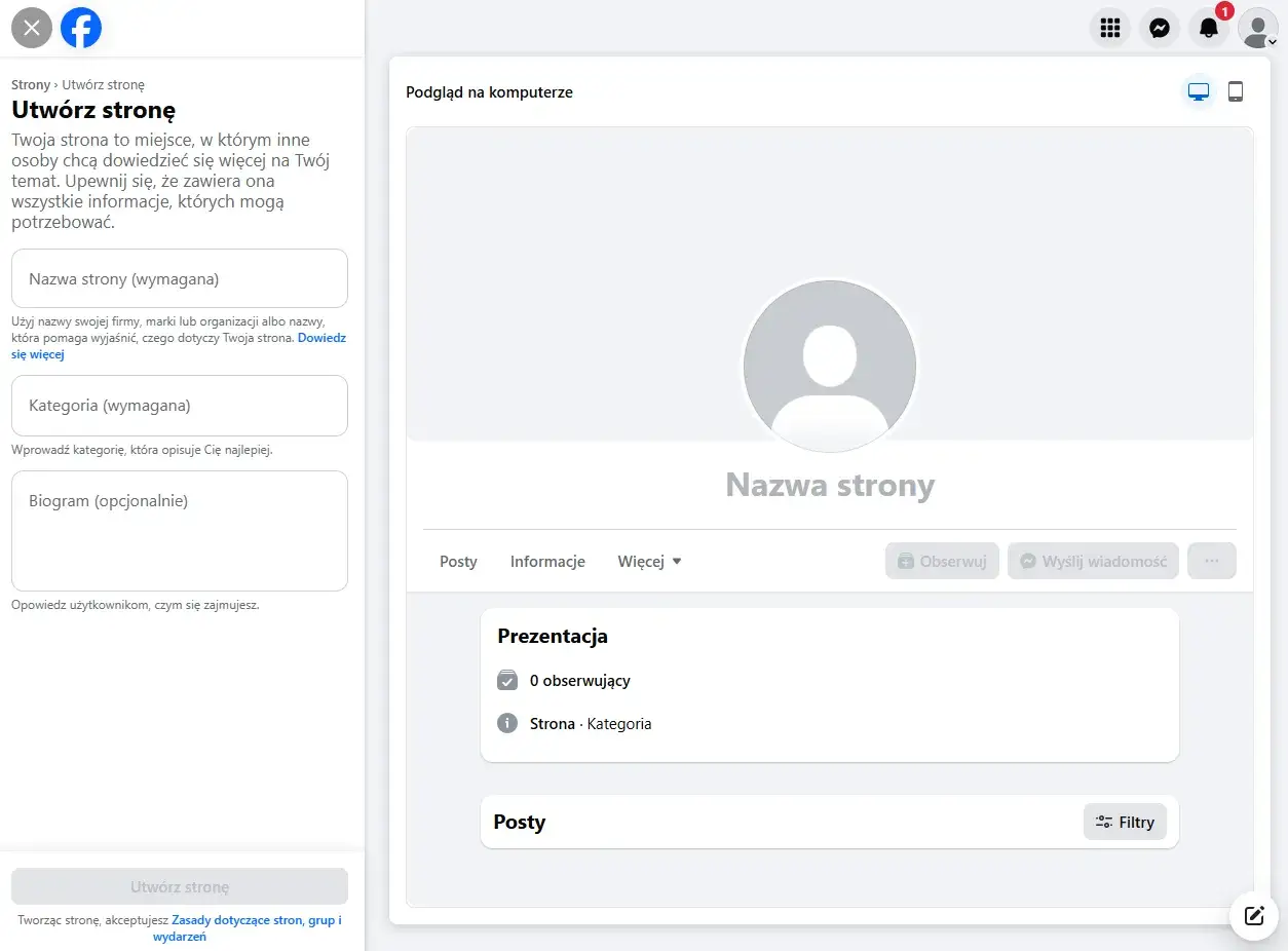 R&oacute;żnica między profilem osobistym a stroną firmową Facebook