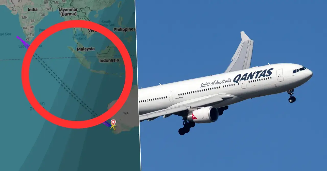 Mapa lotu Qantas nad Indonezją. Zastanawiasz się, ile trwa lot do Stanów Zjednoczonych?