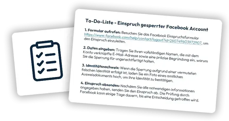Facebook Konto reaktivieren Formular