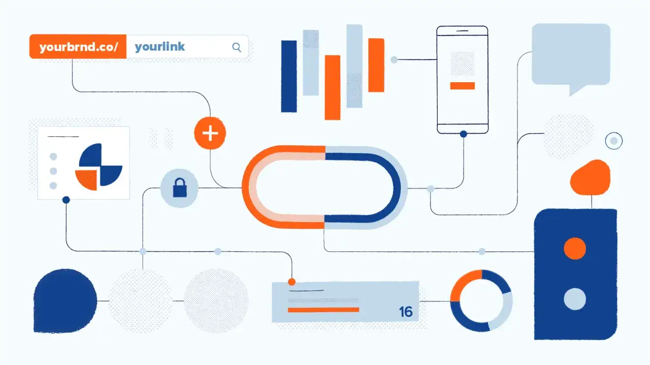 Grafika pokazuje, jak skrócić link. Zobacz, bit.ly co to znaczy dla Twojej marki i analizy danych.