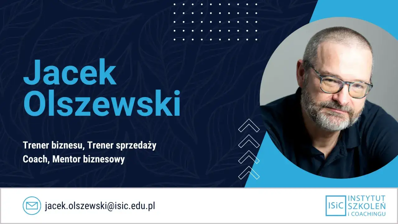 Jacek Olszewski, doświadczony trener biznesu, coach i mentor, gotów do wspierania Twojego rozwoju.