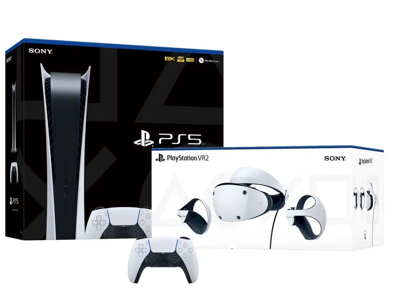 Konsola PlayStation 5 i gogle VR2, gotowe na nowe gry PS5.