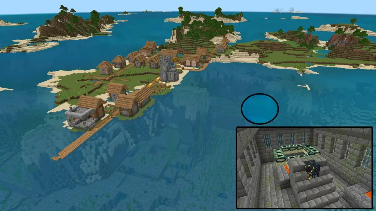 Pueblo en islas con portal al End. &iexcl;Excelentes semillas Minecraft Bedrock para explorar!