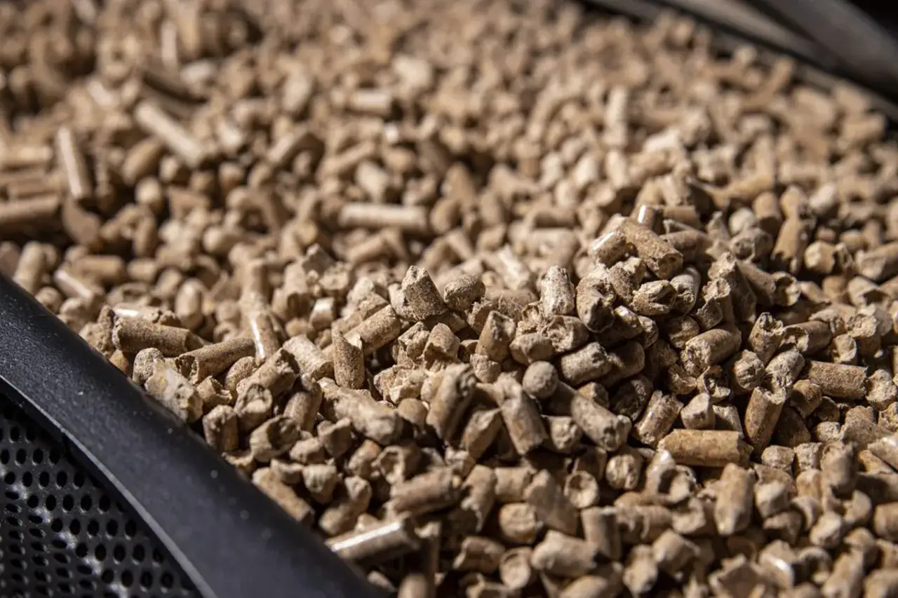 r&oacute;żne rodzaje biomasy energetycznej zrębka słoma pellet