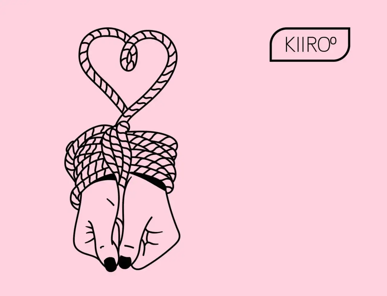 Ręce związane liną tworzącą serce. To symbol tego, czym jest bondage – sztuki wiązania.
