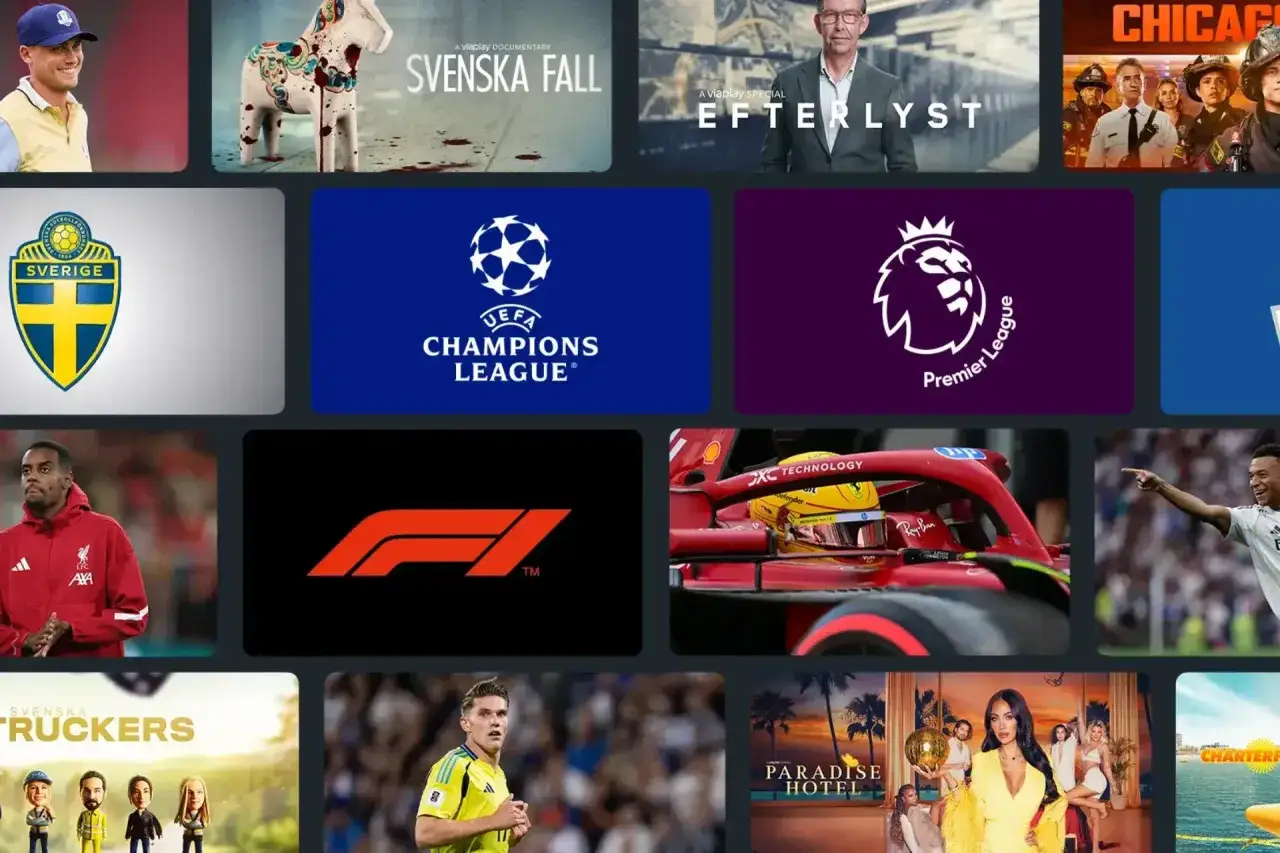 Viaplay film och serier visar Champions League, Premier League, F1, svenska dokument&auml;rer och serier.
