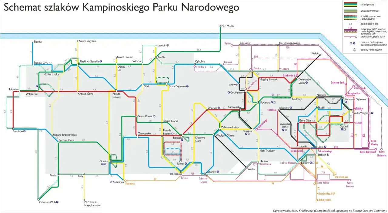 Kampinoski Park Narodowy szlaki turystyczne