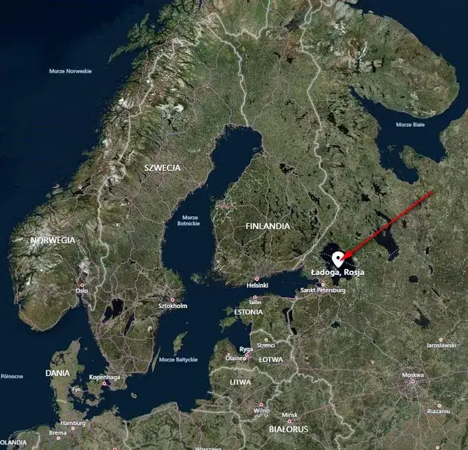 Mapa jezior Ładoga i Onega w Rosji