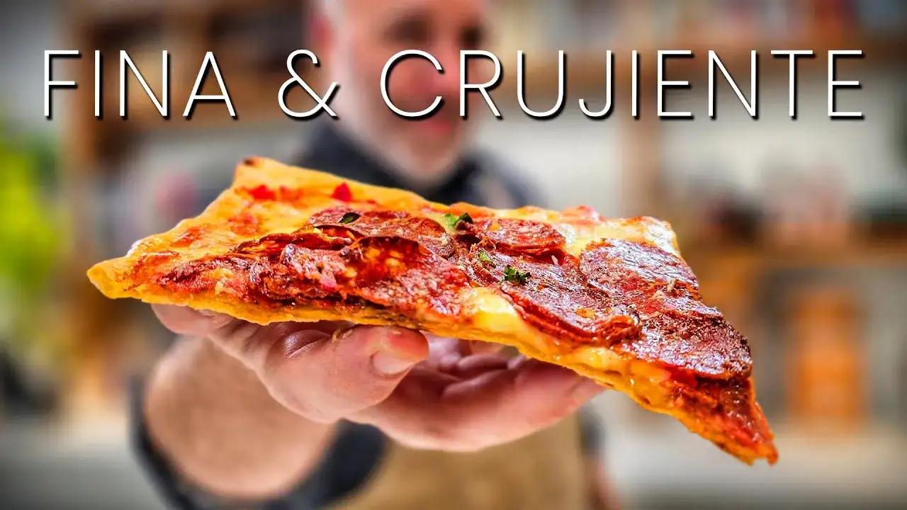 pizza de masa fina en Pizza Jardín