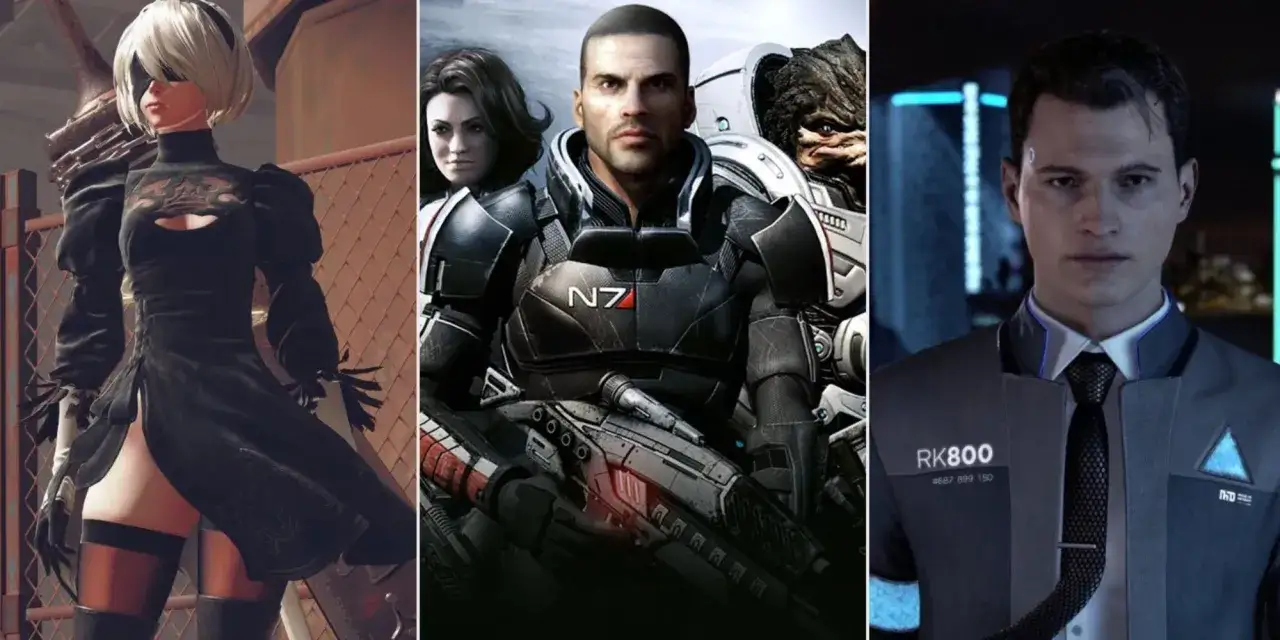 Postacie z gier, gdzie liczą się gry z wyborami: 2B, Shepard i Connor.