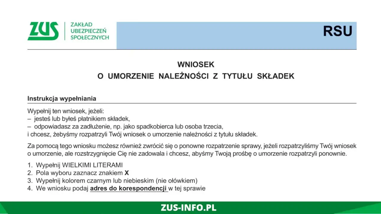 Instrukcja wypełniania wniosku o umorzenie należności z tytułu składek ZUS. Dowiedz się, jak napisać uzasadnienie wniosku o umorzenie.
