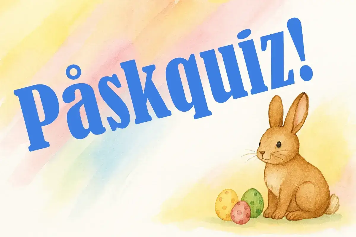 P&aring;skquiz med en s&ouml;t kanin och f&auml;rgglada &auml;gg. Perfekt f&ouml;r roliga fr&aring;gor om p&aring;sk!