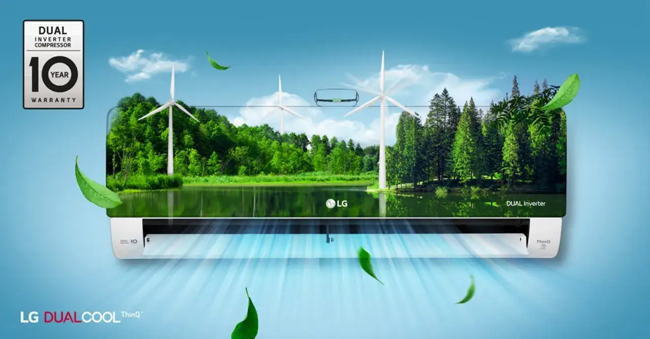 Aire acondicionado LG Dual Inverter con 10 a&ntilde;os de garant&iacute;a. Descubre qu&eacute; significa inverter en aire acondicionado: eficiencia y ahorro energ&eacute;tico para un hogar m&aacute;s verde.