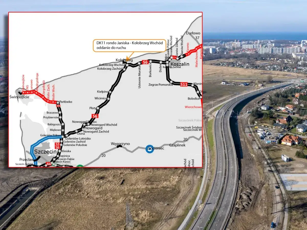 mapa Polski trasy dojazdowe Kołobrzeg