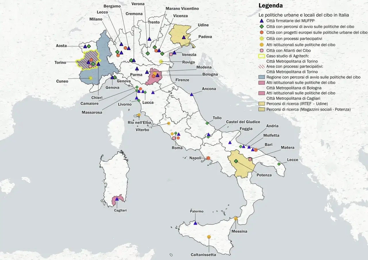 Mappa turismo vegano Italia citt&agrave;