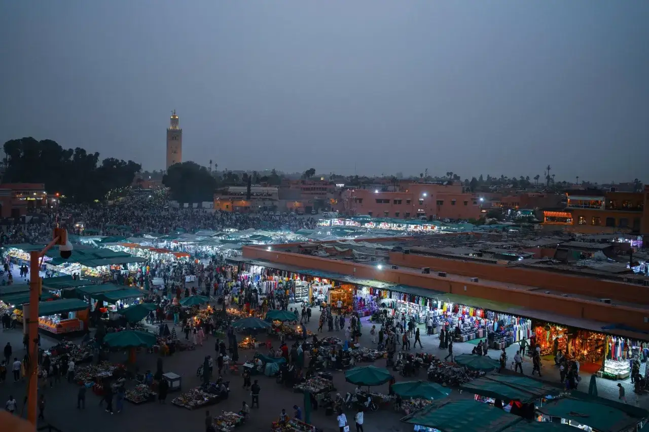 Marrakesz Dżami al-Fana nocą