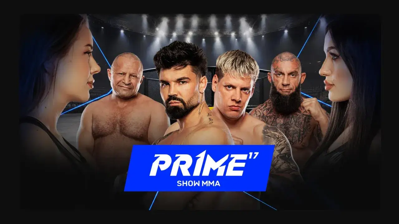Zwiastun gali PRIME MMA 17: czterech zawodników i dwie kobiety w kadrze, gotowi na emocjonujące starcia.