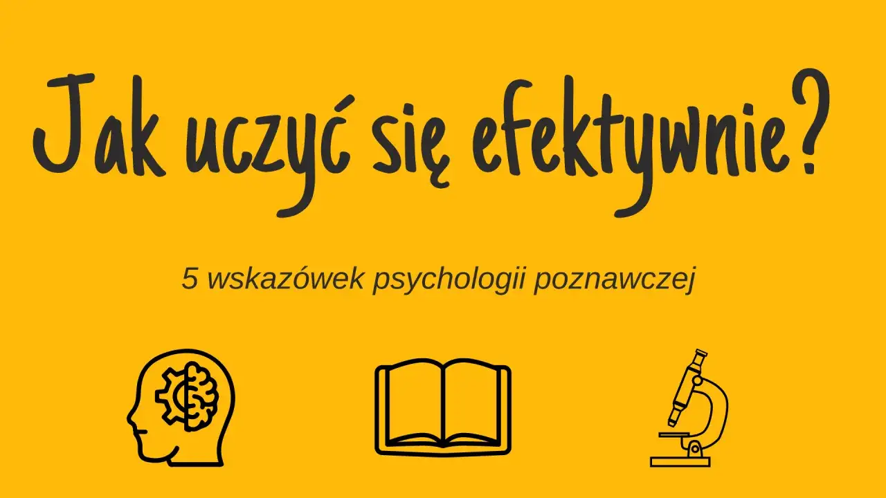 Jak uczyć się efektywnie? 5 wskazówek psychologii poznawczej: głowa z trybikiem, otwarta książka, mikroskop.