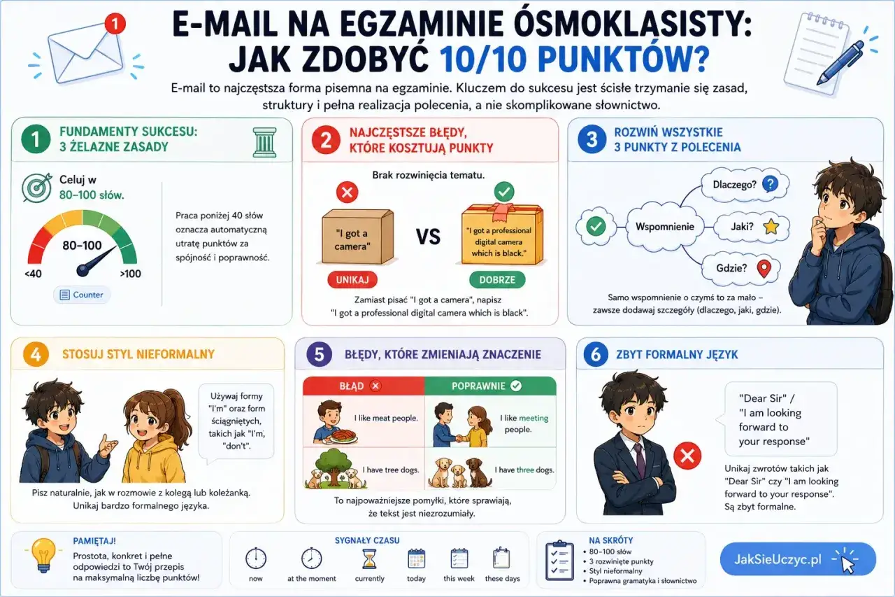 Przykładowy e-mail po polsku: wskazówki, jak napisać go na egzaminie ósmoklasisty, by zdobyć 10/10 punktów.