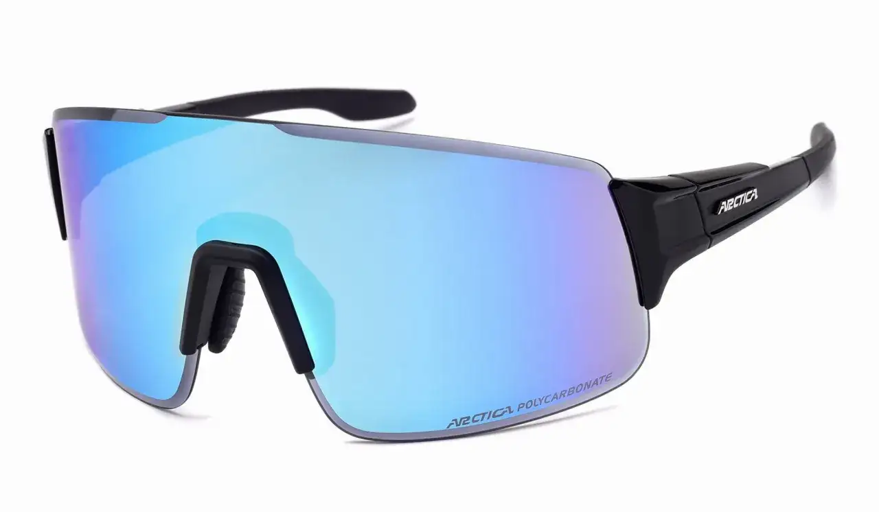 Sportowe okulary rowerowe Arctica z niebieskim lustrzanym szkłem. Idealne, jakie okulary na rower dla każdego cyklisty.