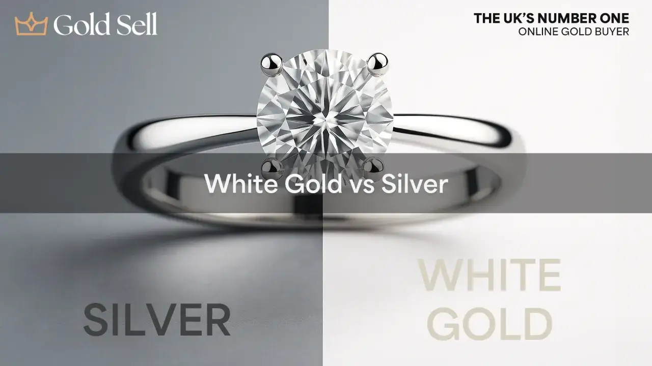 Anillo de oro blanco vs plata. Aprende como saber si es oro blanco o plata con esta comparativa visual.