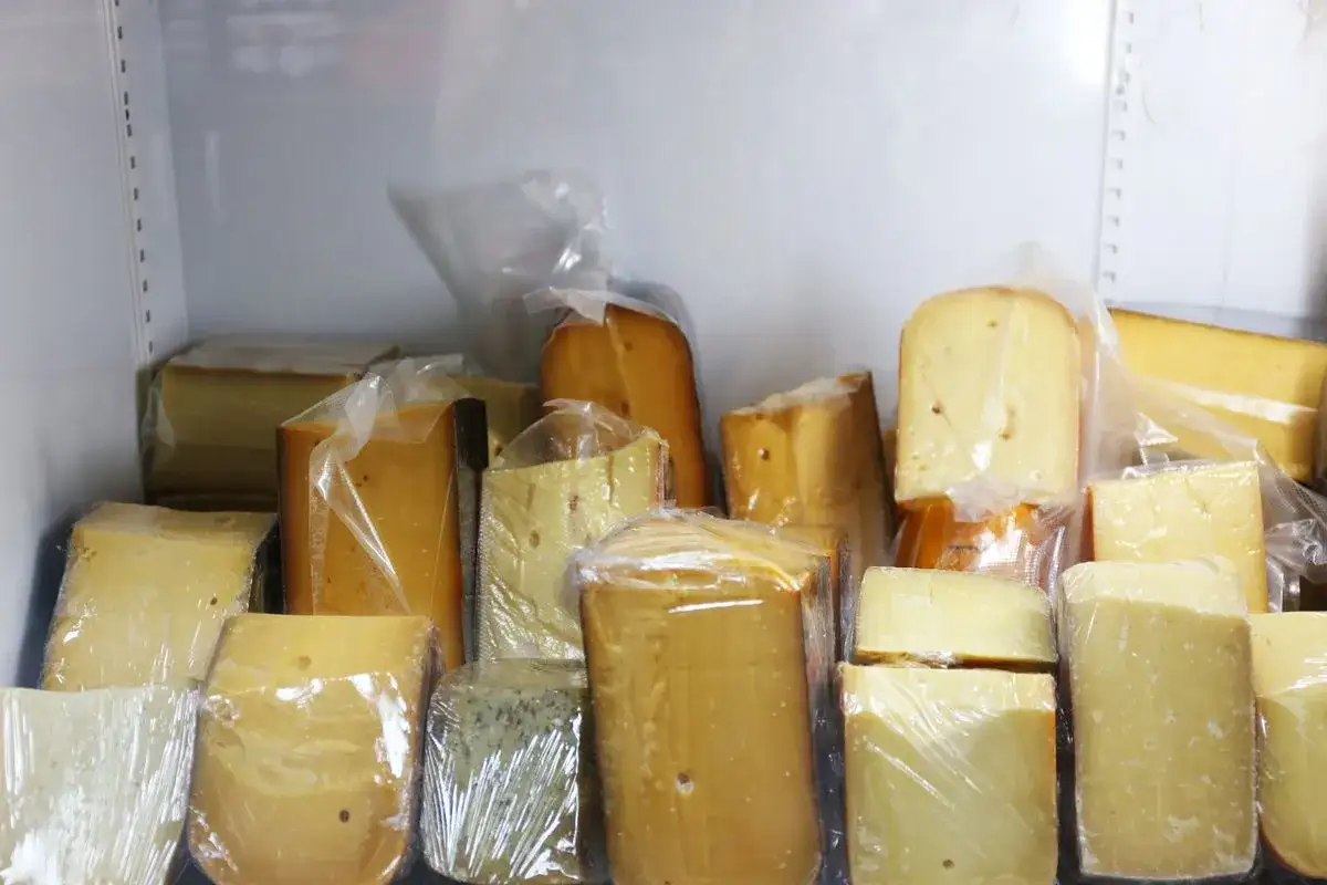 Vari tipi di formaggio confezionati singolarmente, pronti per essere conservati in frigo.