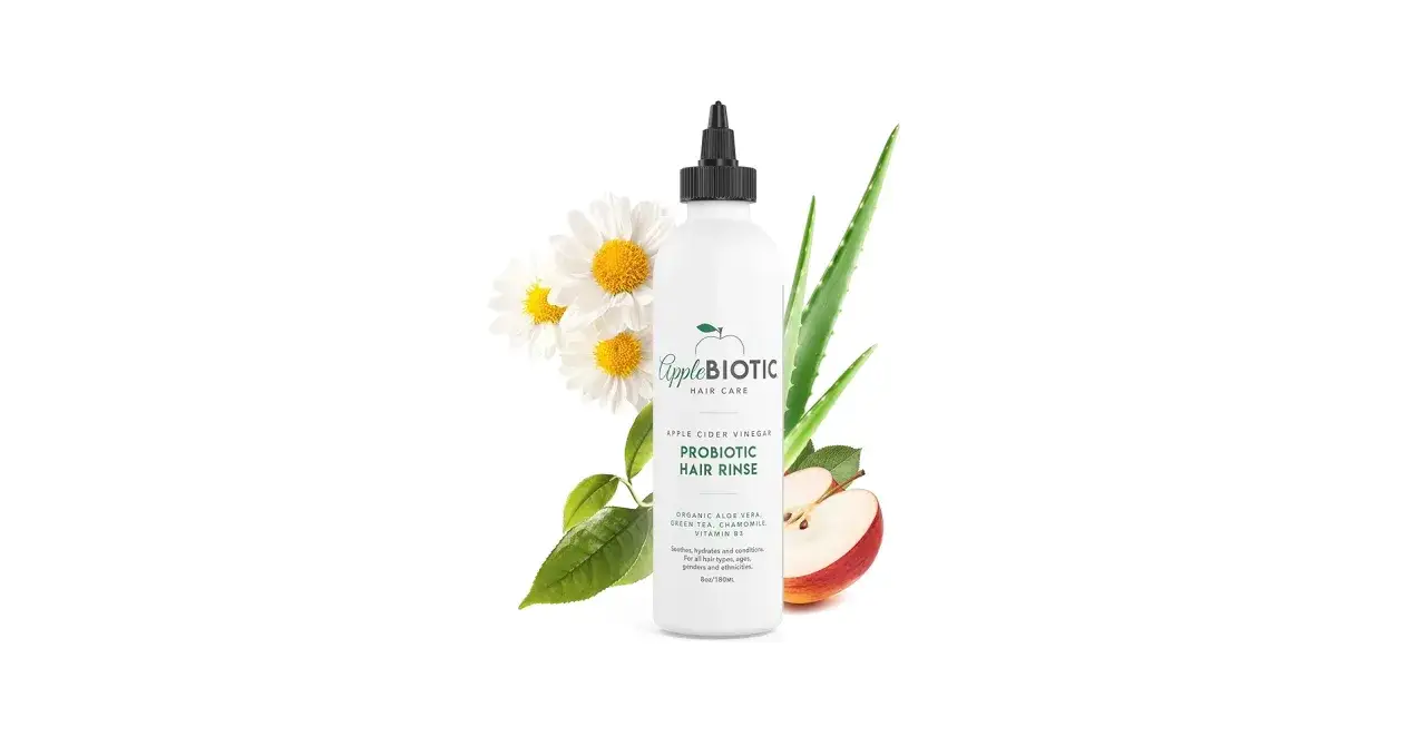 Apple Cider Vinegar Probiotic Hair Rinse mit Aloe Vera, Kamille und Apfel. Die Apfelessig Wirkung für Haut und Haar ist sanft.