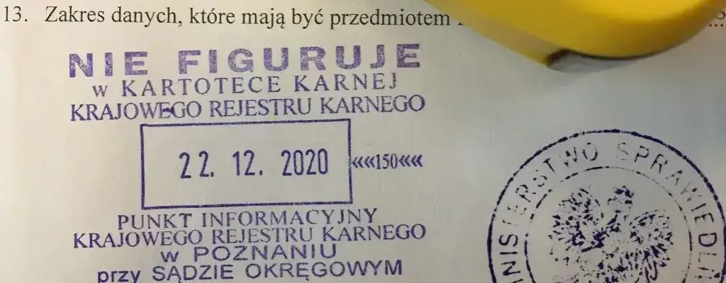 dokument, zaświadczenie o niekaralności, pieczęć