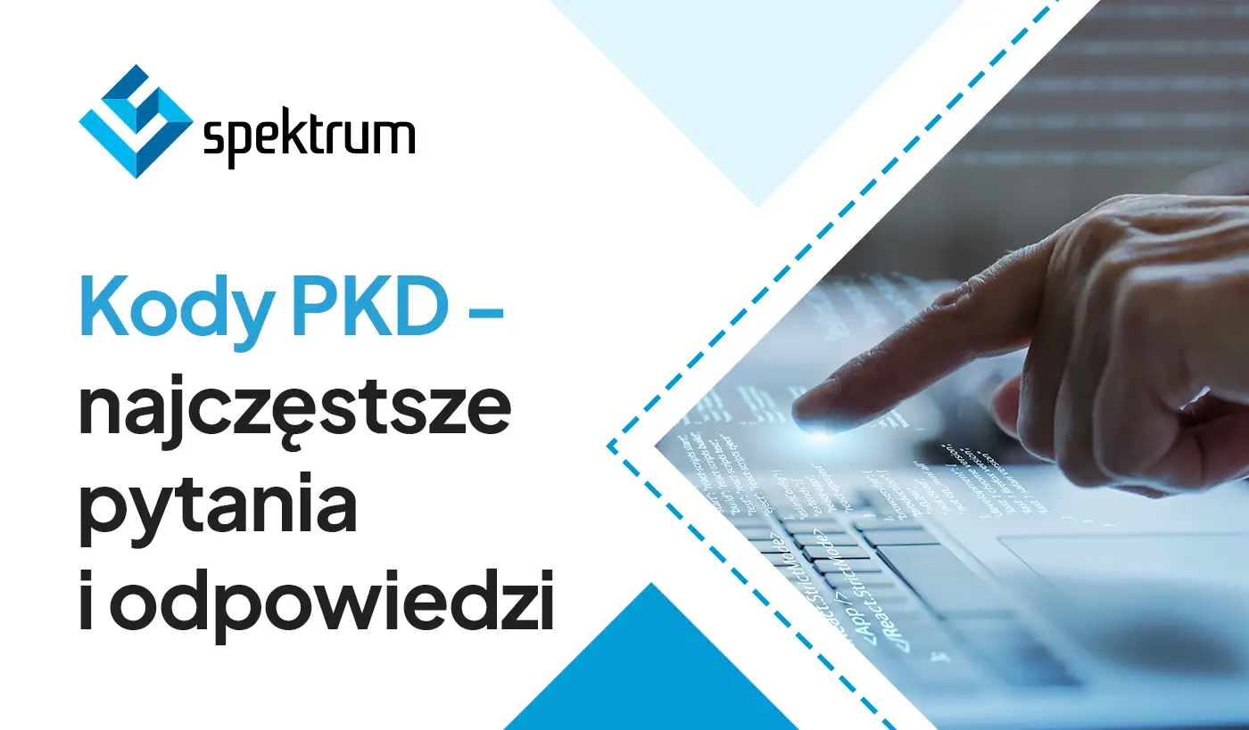Kody PKD - najczęstsze pytania i odpowiedzi. Palec wskazujący na ekranie laptopa z kodem.