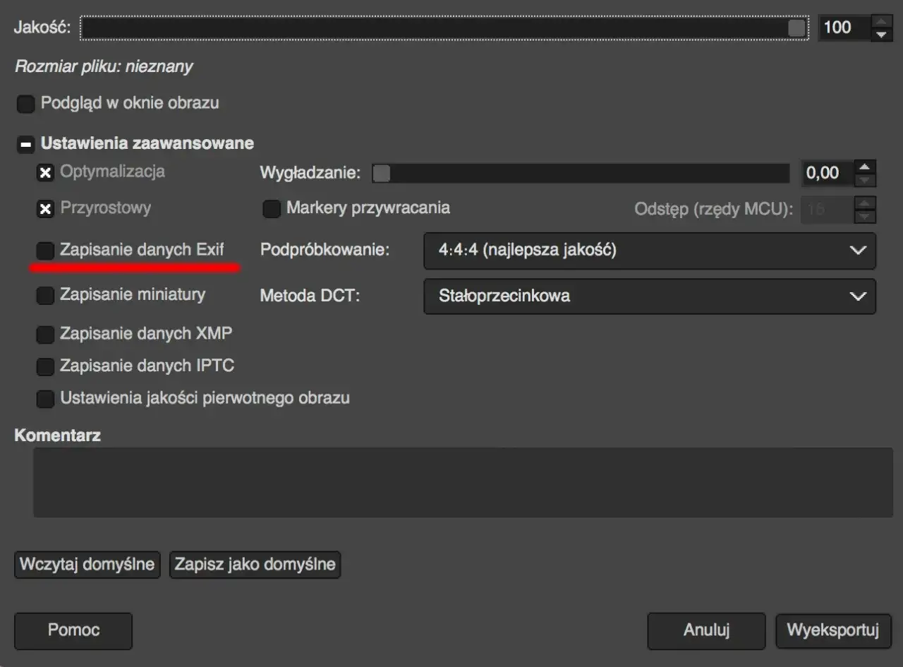 Zapisywanie danych Exif pozwala sprawdzić, kiedy było robione zdjęcie. Opcje zaawansowane edytora obrazu.