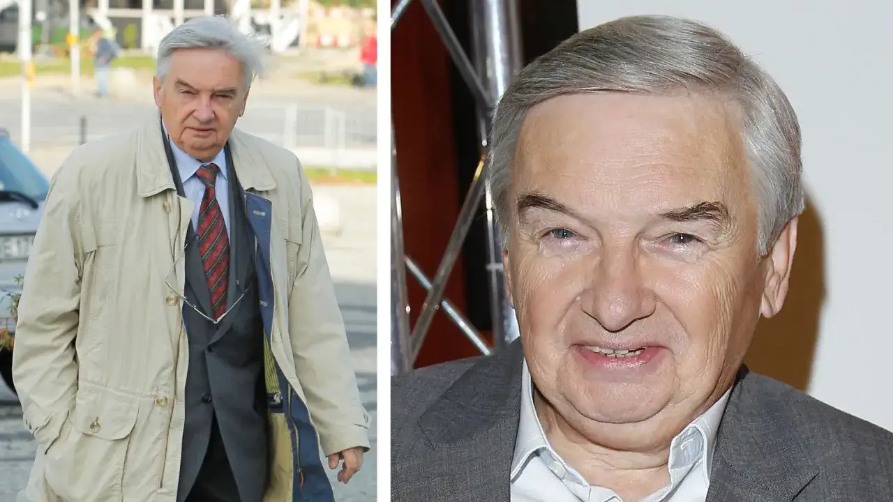 Starszy mężczyzna w garniturze i płaszczu, który prowadzi jeden z dziesięciu.