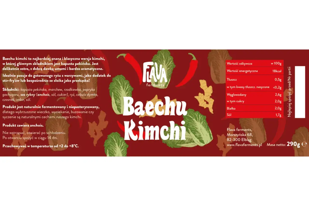 etykieta kimchi składniki