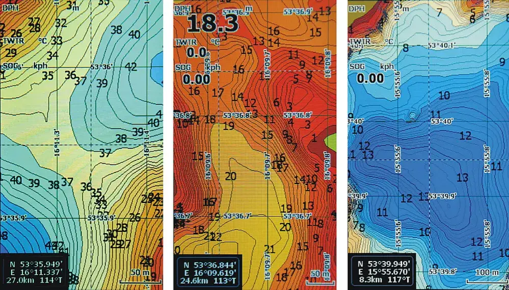 mapa jeziora jamno z zaznaczonymi miejscami wędkarskimi
