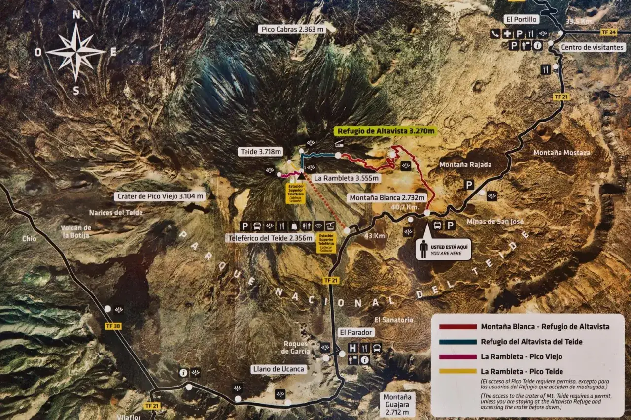 Wulkan Teide mapa stref klimatycznych Teneryfy