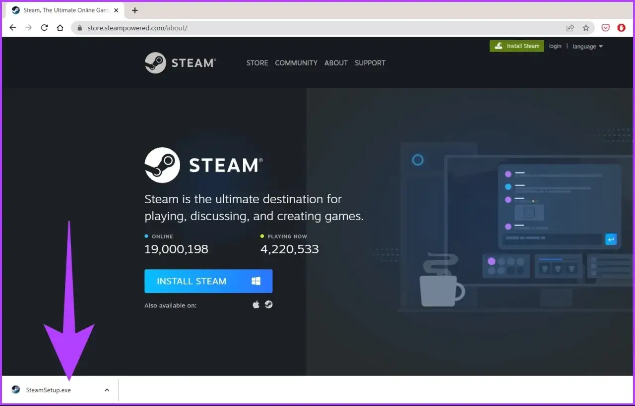Strona Steam, gdzie znajdziesz przycisk 