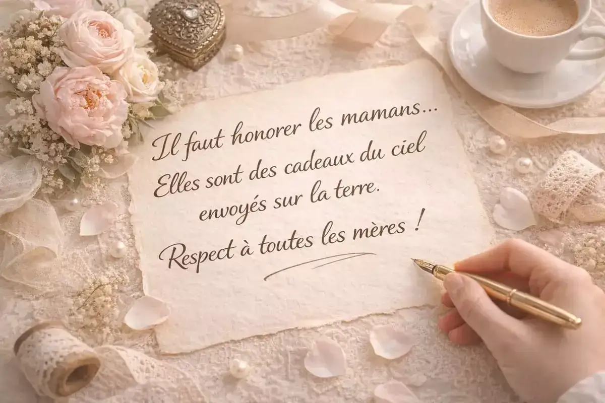 Une main &eacute;crit un message tendre pour souhaiter 