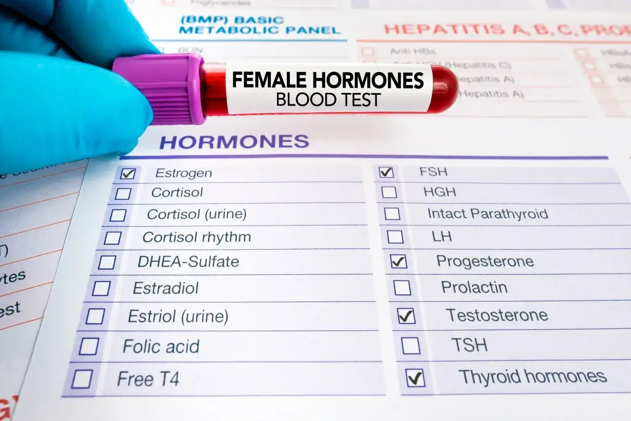 kalendarz miesiączkowy z zaznaczonymi dniami na test menopauzy