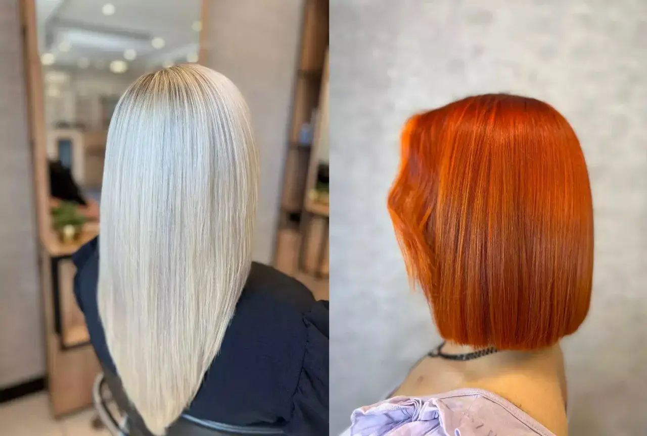 Dwa stylowe uczesania: platynowy blond i ognistą rudość. Zastanawiasz się, ile kosztuje balejaż?