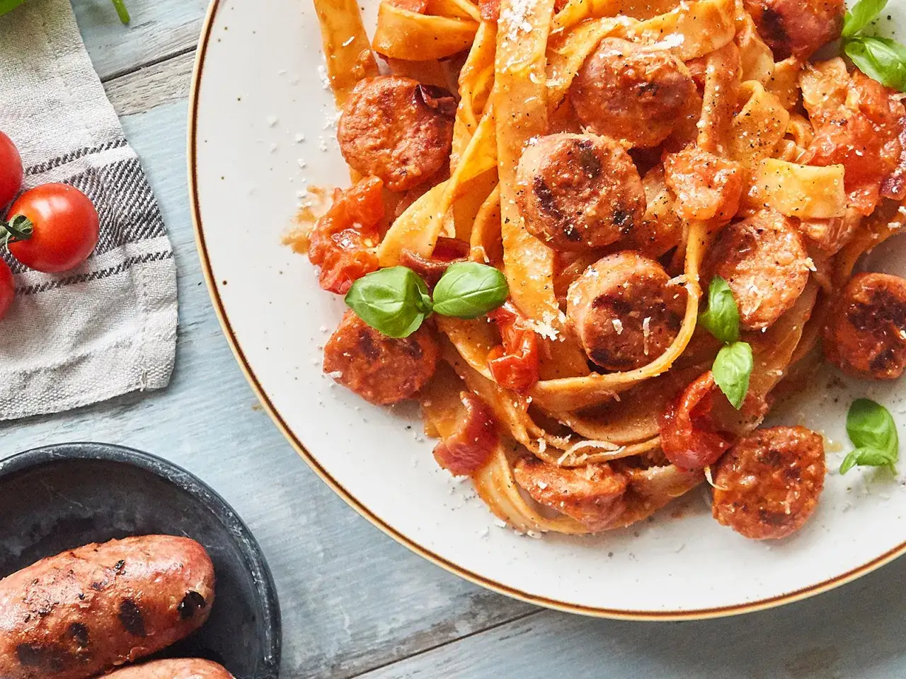 Herzhafte Pasta mit Salsiccia und Tomaten, ein Klassiker der italienischen Küche. Diese Salsiccia Rezepte Italienisch sind ein Genuss!