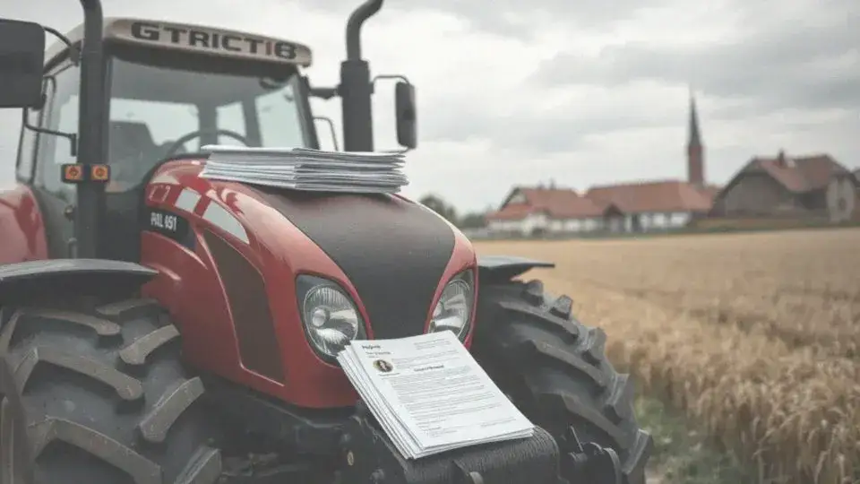 Ciągnik rolniczy w urzędzie komunikacji
