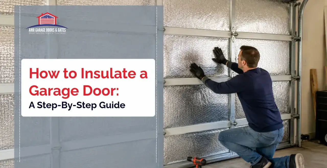 Un homme installe un isolant réfléchissant sur une porte de garage pour isoler un garage non chauffé. Guide étape par étape.