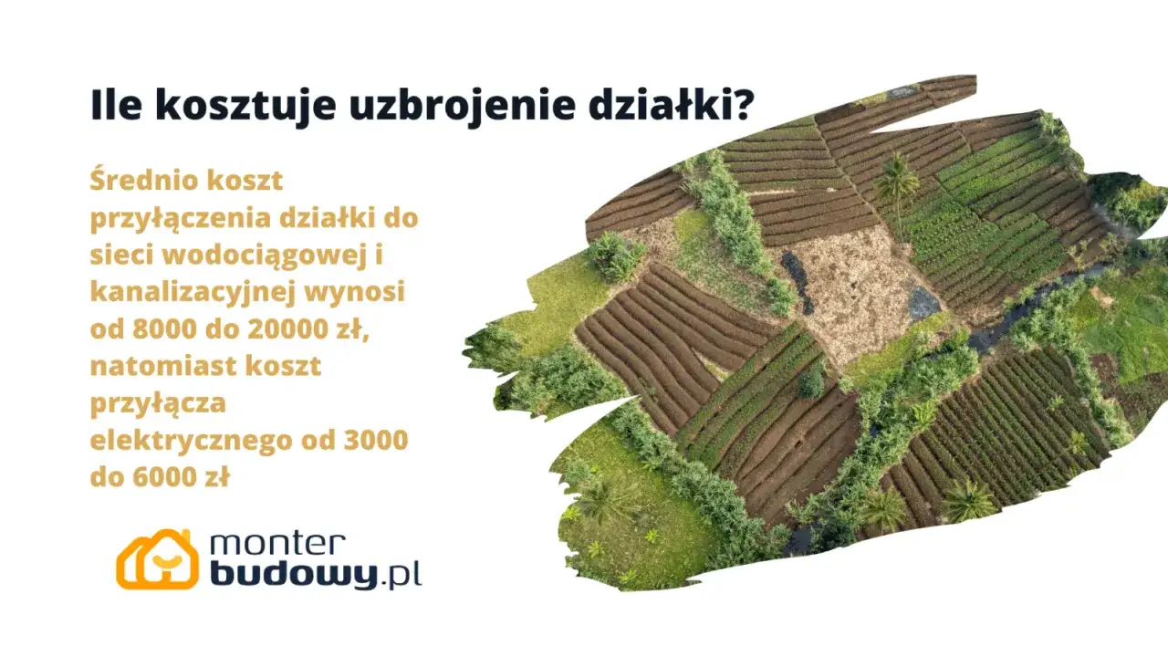 Ile kosztuje uzbrojenie działki w prąd i wodę? Przyłącze wodno-kanalizacyjne to 8-20 tys. zł, a prąd od 3 do 6 tys. zł.