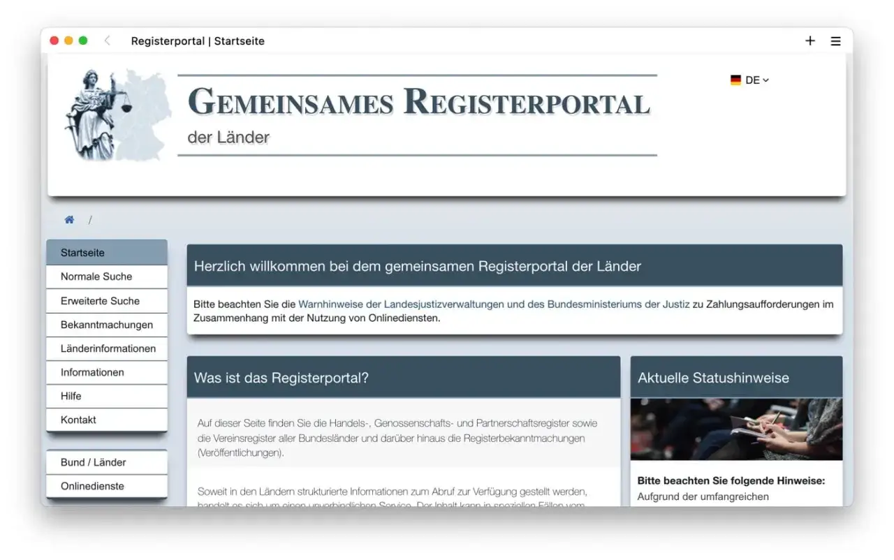 Gemeinsames Registerportal der Länder: Hier finden Sie den Handelsregister Eintrag und weitere Informationen.