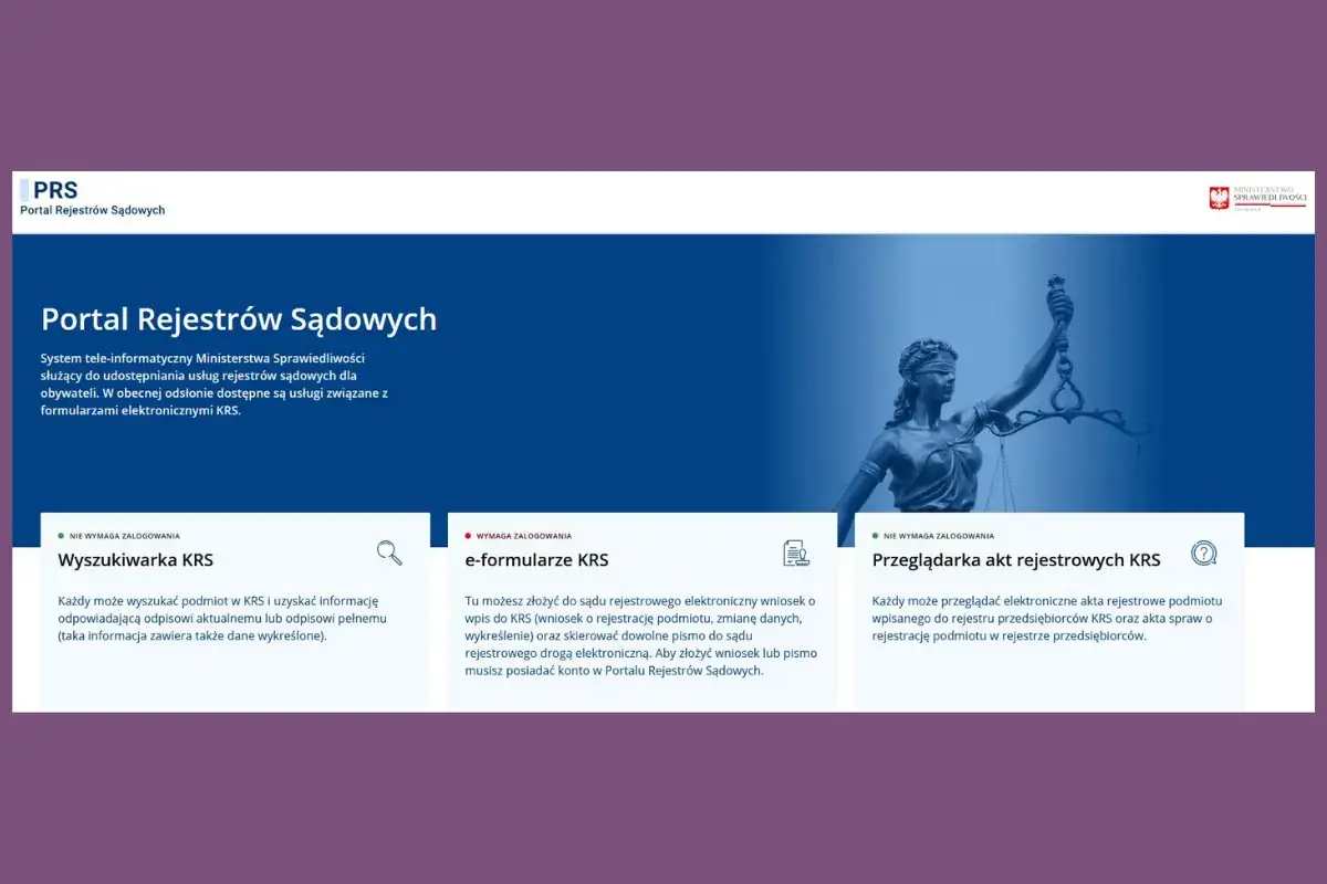 Strona główna Portalu Rejestrów Sądowych