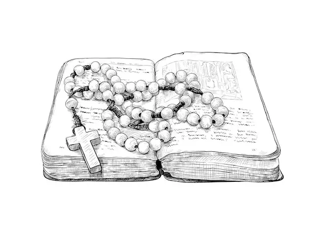 średniowieczny r&oacute;żaniec ilustracja