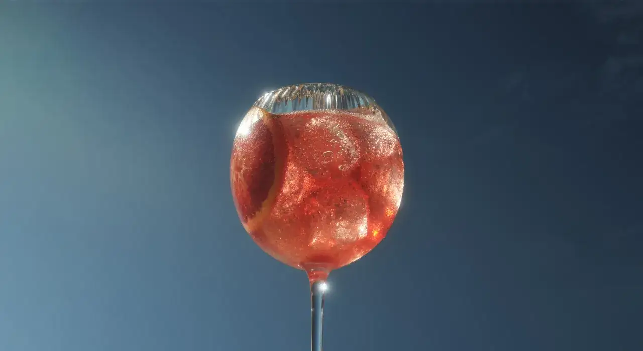 Martini Fiero z tonikiem i pomarańczą w kieliszku typu copa