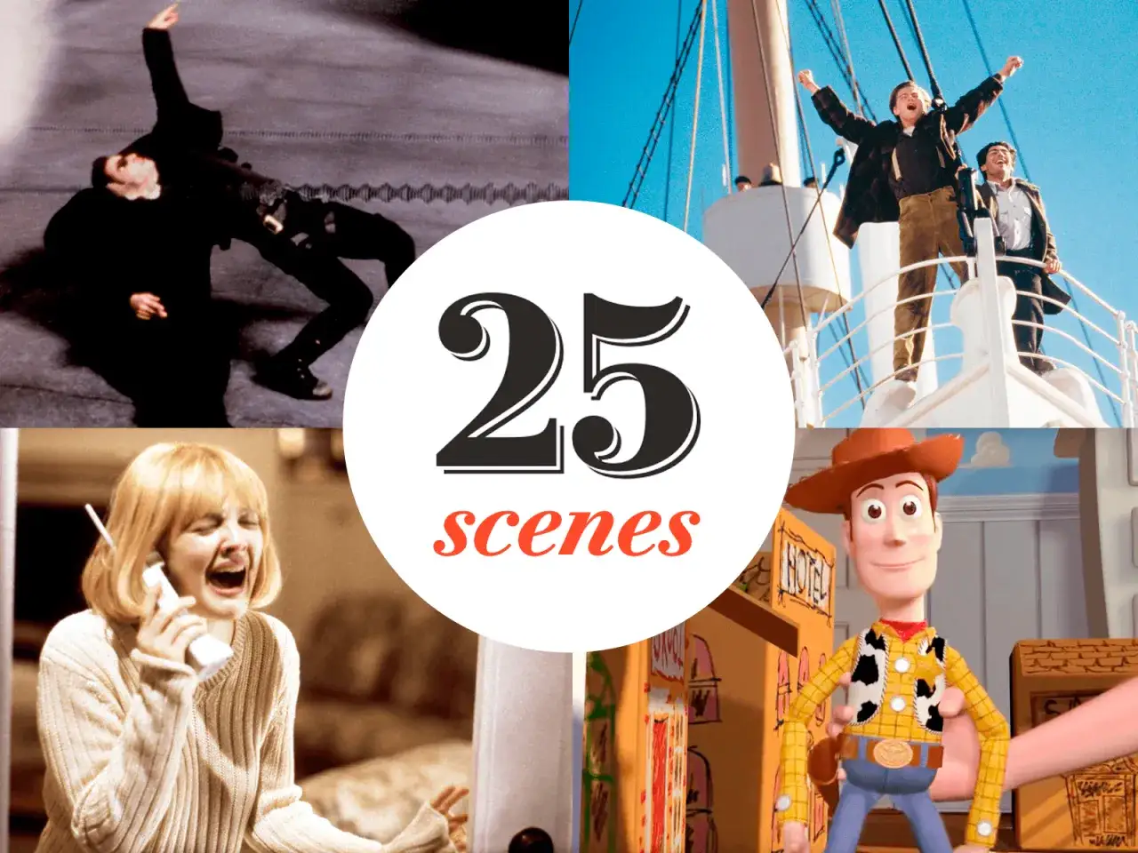Kultowe sceny z film&oacute;w, w tym Neo z Matrixa, Jack z Titanica, Sidney Prescott z Krzyk i Woody z Toy Story. Czy to najlepszy film w historii?