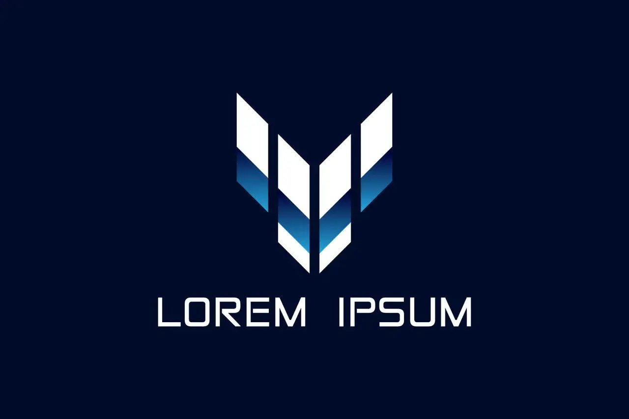 Abstract geometric logo with blue and white accents, suitable for video game logos.