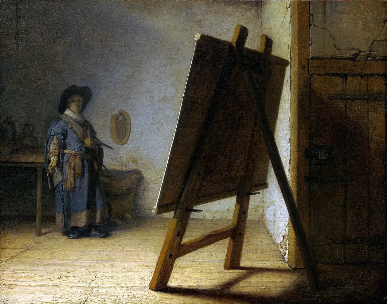 K&uuml;nstler malt ein Auftragsportr&auml;t im Atelier
