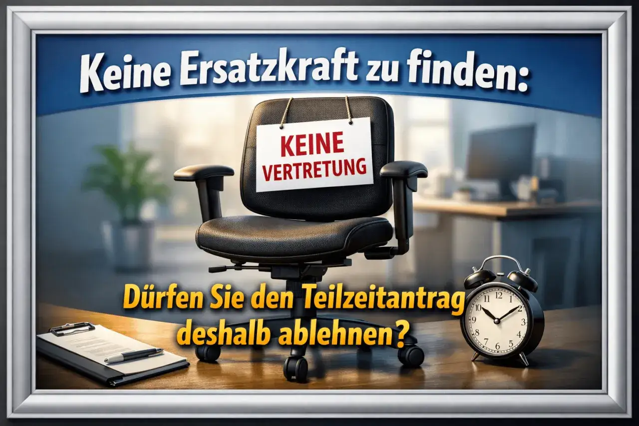 Ein leerer Bürostuhl mit Schild 